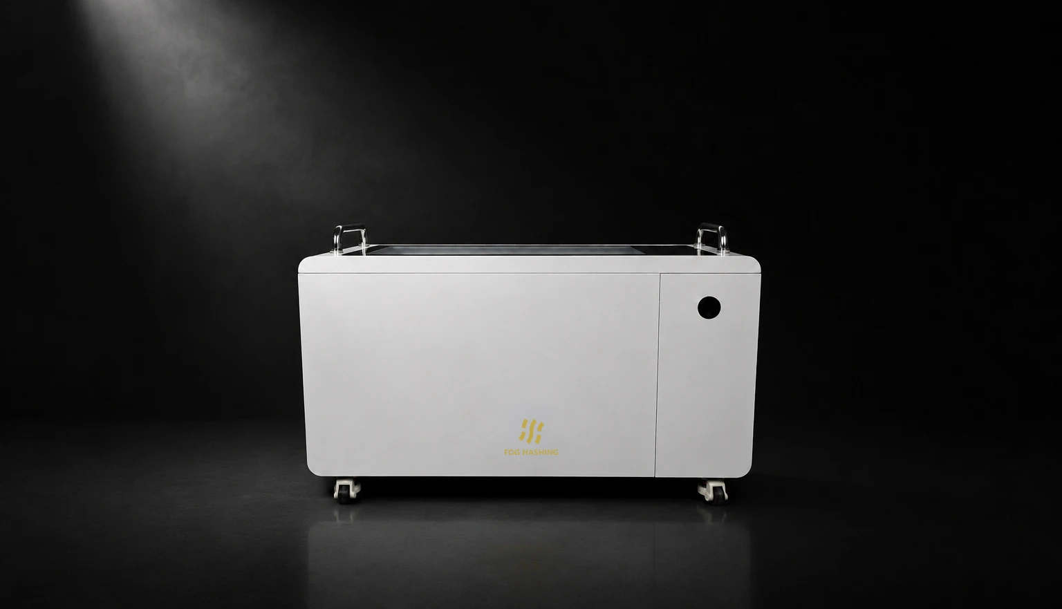 A C Series immersion tank on its casters, studio-lit against a black ground