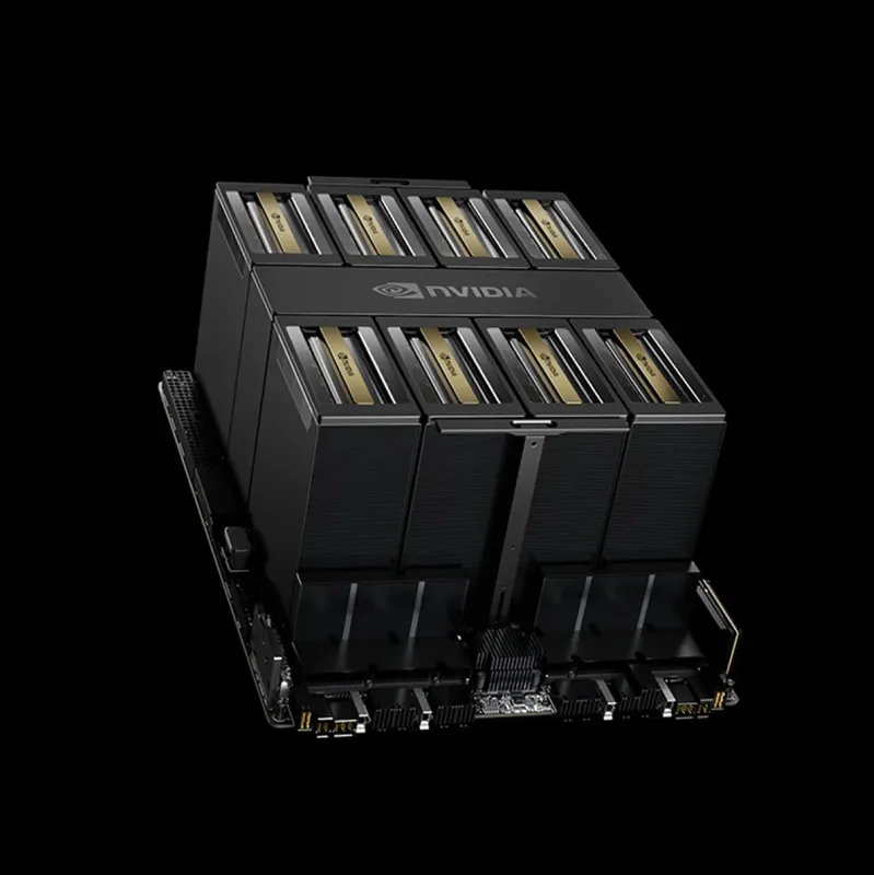 NVIDIA HGX B300 baseboard, eight GPU modules on the tray
